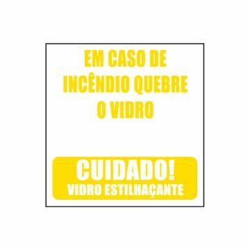 Adesivo em caso de incêndio quebre o vidro 20 x 20cm