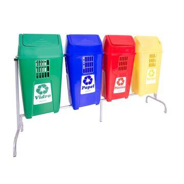 Suporte para 4 lixeiras ecológicas 50L com basculante