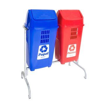 Suporte para 2 lixeiras ecológicas 50L com basculante