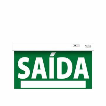 Placa de sinalização saída de emergência LED autônoma com adesivo 60x30cm - uma face