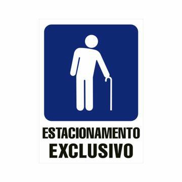 Placa estacionamento exclusivo idoso de PVC 23,5 x 32,5cm