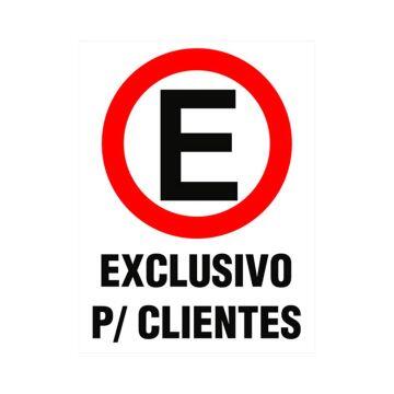 Placa estacionamento exclusivo para clientes de PVC 35 x 25cm