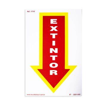 Placa extintor com seta de PVC 13 x 20cm
