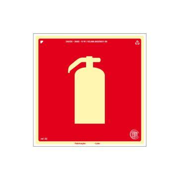 Placa fotoluminescente extintor de PVC - 15x15cm
