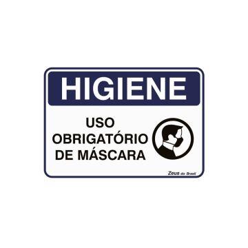 Placa Higiene Uso Obrigatório de Máscara 35x25cm PVC