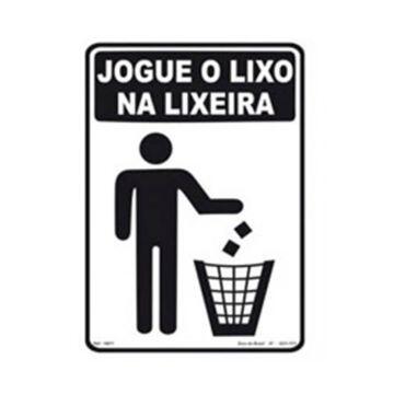 Placa jogue o lixo na lixeira de PVC 23,5 x 32,5cm