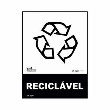 Placa lixo reciclável de PVC 15 x 20cm