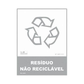 Placa lixo resíduo não reciclável de PVC 15 x 20cm