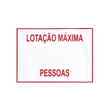 Placa lotação máxima de pessoas de PVC 35 x 25cm