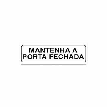 Placa mantenha a porta fechada de PVC 19 x 6cm