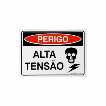 Placa perigo alta tensão de PVC 35 x 25cm