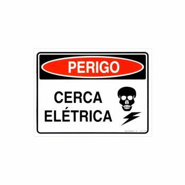 Placa perigo cerca elétrica de PVC 24 x 18cm
