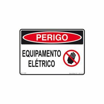 Placa perigo equipamento elétrico de PVC 24 x 18cm