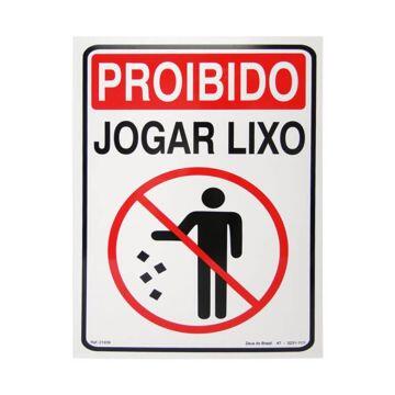 Placa proibido jogar lixo de PVC 23,5 x 32,5cm