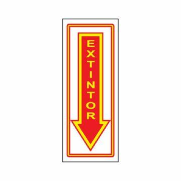 Placa seta extintor de PVC 15 x 37,5cm