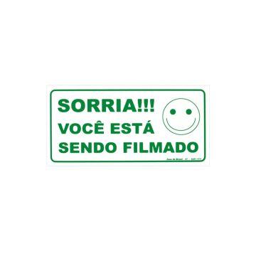 Placa sorria você está sendo filmado de PVC 30 x 15cm