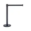 Pedestal organizador de fila preto fosco em inox com fita retrátil preta Pedestal organizador de fila preto fosco em inox com fita retrátil preta